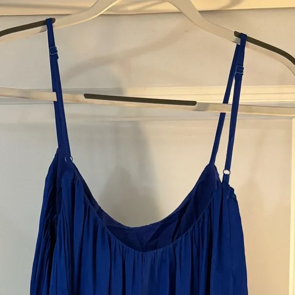 Blue Satin Knee Length Dress - Picture 4 of 8